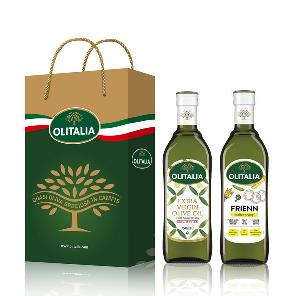 Olitalia奧利塔特級初榨橄欖油+高溫專用葵花油禮盒組(750mlx2瓶)