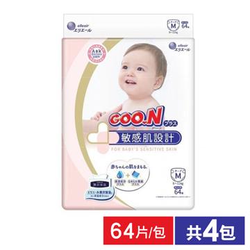 【GOO.N】 日本大王 敏感肌黏貼型紙尿布 M號 6~11kg(64片/包 X4)